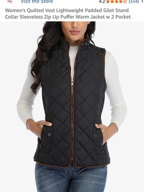 Quilted Sleeveless Puffer Vest - Black